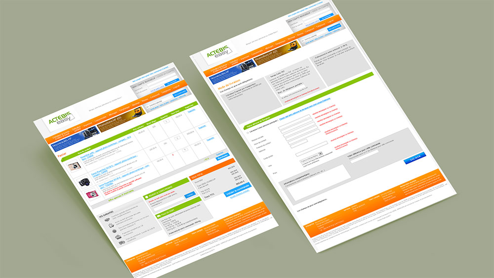 Actebis Easy - maquette de la page panier et le mode de livraison 